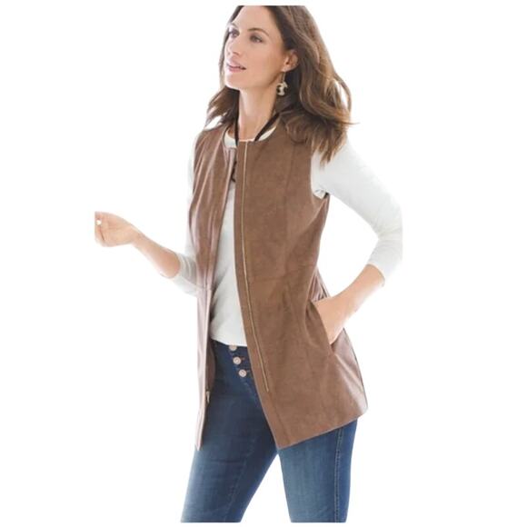 English Heritage Brown Micro Suede Zip Vest Preppy Equestrian Style 0 NWT - Picture 1 of 6